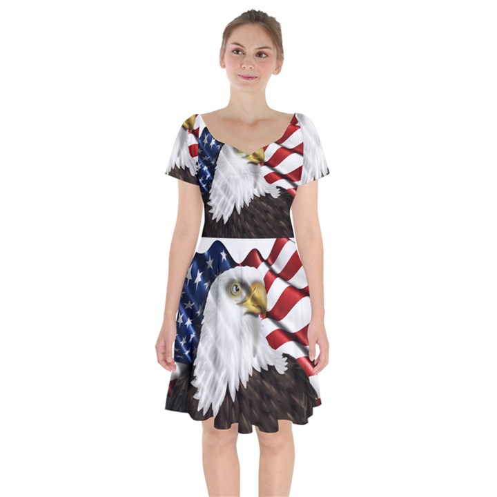 American Eagle Flag Sticker Symbol Of The Americans Short Sleeve Bardot Dress