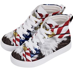 American Eagle Flag Sticker Symbol Of The Americans Kid s Hi-top Skate Sneakers by Sapixe