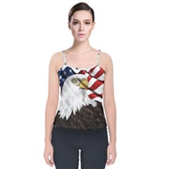 American Eagle Flag Sticker Symbol Of The Americans Velvet Spaghetti Strap Top by Sapixe