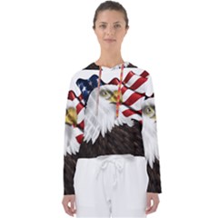 American Eagle Flag Sticker Symbol Of The Americans Women s Slouchy Sweat