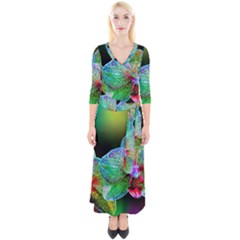 Alien Orchids Floral Art Photograph Quarter Sleeve Wrap Maxi Dress by Sapixe