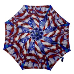 American Flag Red White Blue Fireworks Stars Independence Day Hook Handle Umbrellas (medium) by Sapixe