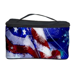 American Flag Red White Blue Fireworks Stars Independence Day Cosmetic Storage Case