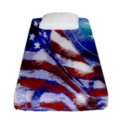 American Flag Red White Blue Fireworks Stars Independence Day Fitted Sheet (single Size) by Sapixe