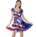 American Flag Red White Blue Fireworks Stars Independence Day Cap Sleeve Dress View1