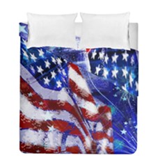 American Flag Red White Blue Fireworks Stars Independence Day Duvet Cover Double Side (full/ Double Size) by Sapixe