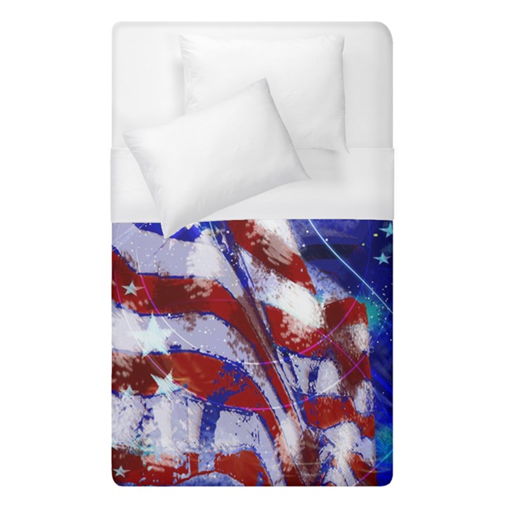 American Flag Red White Blue Fireworks Stars Independence Day Duvet Cover (Single Size)