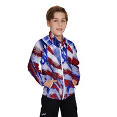 American Flag Red White Blue Fireworks Stars Independence Day Wind Breaker (kids) by Sapixe