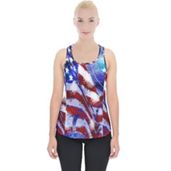 American Flag Red White Blue Fireworks Stars Independence Day Piece Up Tank Top