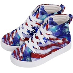 American Flag Red White Blue Fireworks Stars Independence Day Kid s Hi-top Skate Sneakers by Sapixe