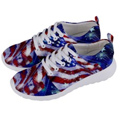 American Flag Red White Blue Fireworks Stars Independence Day Men s Lightweight Sports Shoes by Sapixe