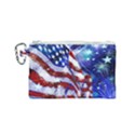 American Flag Red White Blue Fireworks Stars Independence Day Canvas Cosmetic Bag (Small) View1