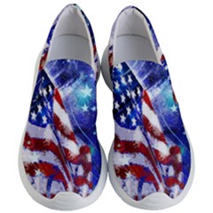 American Flag Red White Blue Fireworks Stars Independence Day Women s Lightweight Slip Ons