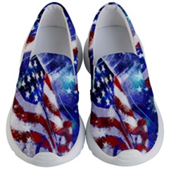 American Flag Red White Blue Fireworks Stars Independence Day Kid s Lightweight Slip Ons by Sapixe