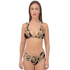 Animal Fabric Patterns Double Strap Halter Bikini Set by Sapixe