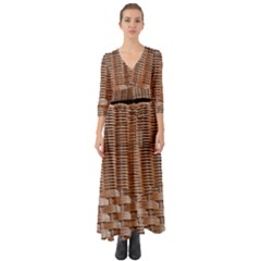 Armchair Folder Canework Braiding Button Up Boho Maxi Dress