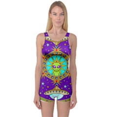 Alien Mandala One Piece Boyleg Swimsuit by Sapixe