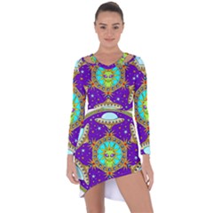 Alien Mandala Asymmetric Cut-out Shift Dress by Sapixe