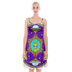 Alien Mandala Spaghetti Strap Velvet Dress by Sapixe