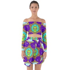 Alien Mandala Off Shoulder Top With Skirt Set