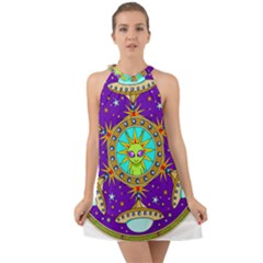 Alien Mandala Halter Tie Back Chiffon Dress