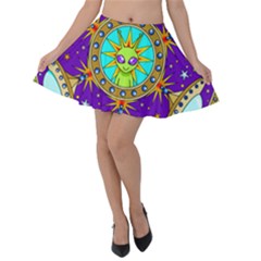 Alien Mandala Velvet Skater Skirt