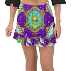 Alien Mandala Fishtail Mini Chiffon Skirt