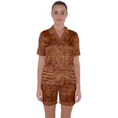 Art Abstract Pattern Satin Short Sleeve Pyjamas Set