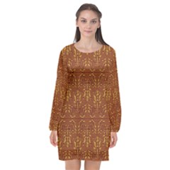 Art Abstract Pattern Long Sleeve Chiffon Shift Dress  by Sapixe