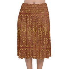 Art Abstract Pattern Velvet Flared Midi Skirt