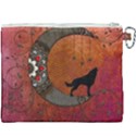 Black Wolf On Decorative Steampunk Moon Canvas Cosmetic Bag (XXXL) View2