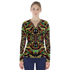 Artwork By Patrick-colorful-19 V-neck Long Sleeve Top