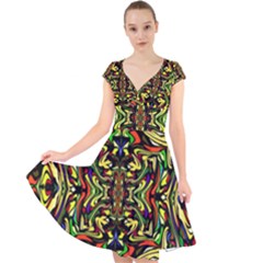 Artwork By Patrick-colorful-19 Cap Sleeve Front Wrap Midi Dress