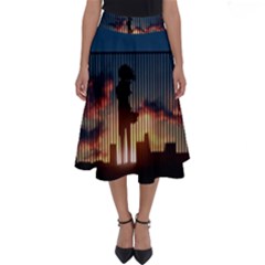 Art Sunset Anime Afternoon Perfect Length Midi Skirt by Sapixe