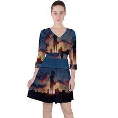 Art Sunset Anime Afternoon Ruffle Dress by Sapixe