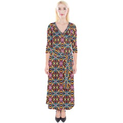 Colorful-20 Quarter Sleeve Wrap Maxi Dress