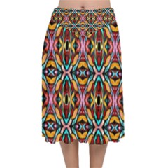 Colorful-20 Velvet Flared Midi Skirt