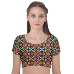 Colorful-20 Velvet Short Sleeve Crop Top  by ArtworkByPatrick