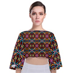 Colorful-20 Tie Back Butterfly Sleeve Chiffon Top by ArtworkByPatrick