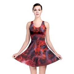 Art Space Abstract Red Line Reversible Skater Dress by Sapixe