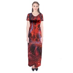 Art Space Abstract Red Line Short Sleeve Maxi Dress by Sapixe