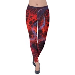 Art Space Abstract Red Line Velvet Leggings