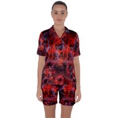 Art Space Abstract Red Line Satin Short Sleeve Pyjamas Set