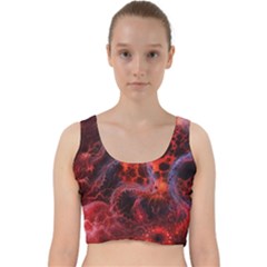 Art Space Abstract Red Line Velvet Racer Back Crop Top by Sapixe