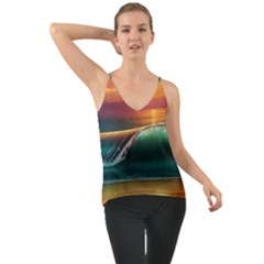 Art Sunset Beach Sea Waves Cami