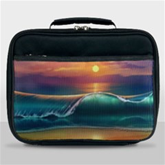 Art Sunset Beach Sea Waves Lunch Bag by Sapixe