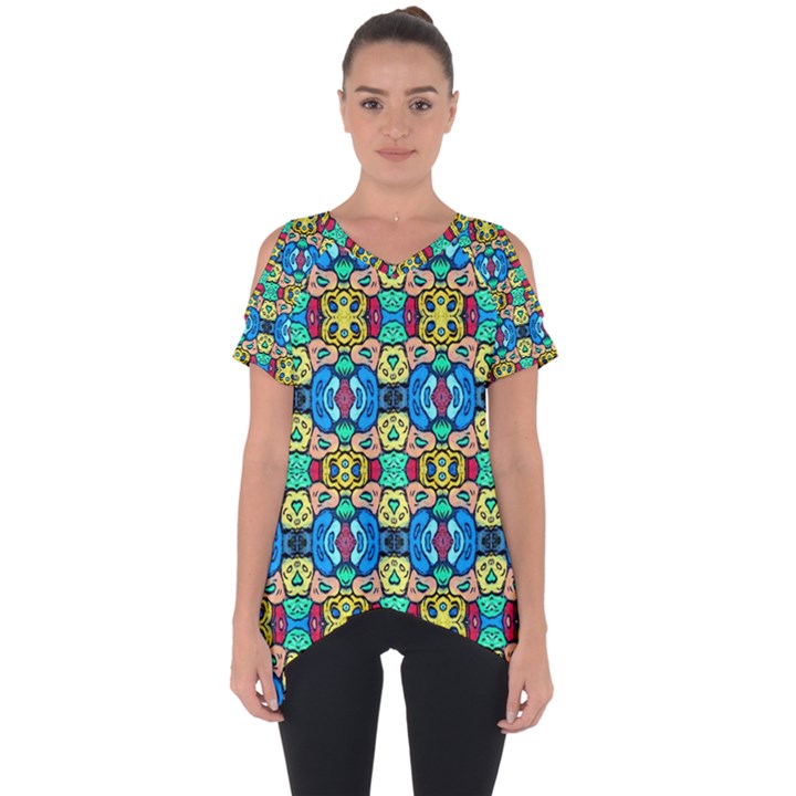 COLORFUL-22 Cut Out Side Drop Tee