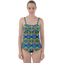 Colorful-22 Twist Front Tankini Set by ArtworkByPatrick