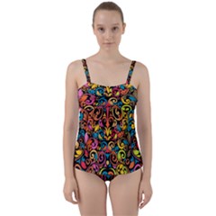 Art Traditional Pattern Twist Front Tankini Set by Sapixe