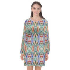 Colorful-23 Long Sleeve Chiffon Shift Dress 